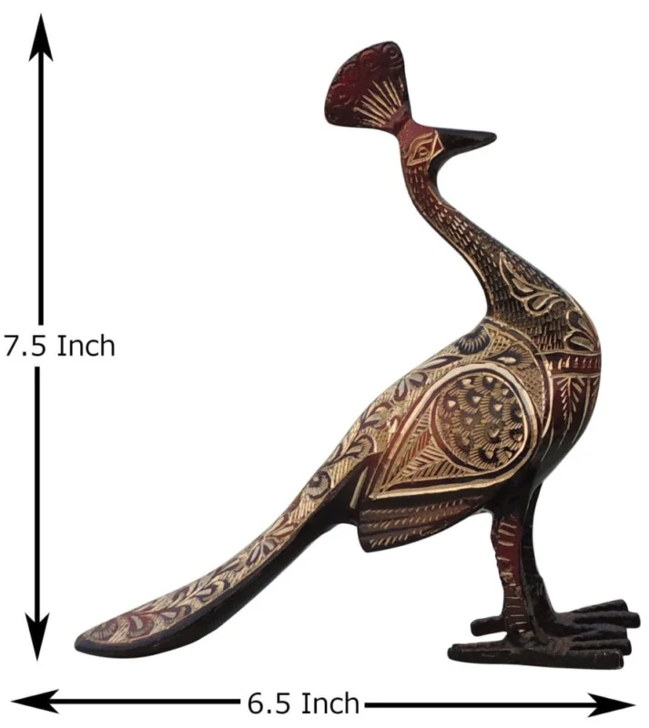 Brass Peacock Showpiece Pair, 7.5 inch, design AN251-A