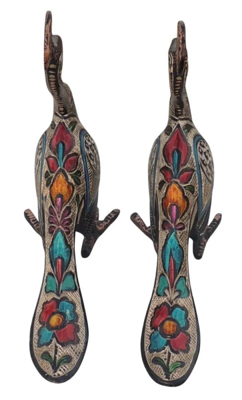 Brass Peacock Showpiece Pair, 7.5 inch, design AN250-A
