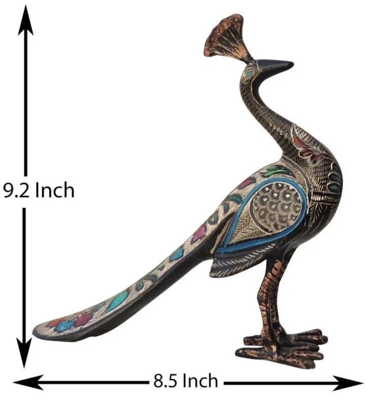 Brass Peacock Showpiece Pair, 9.2 inch, design AN250-B