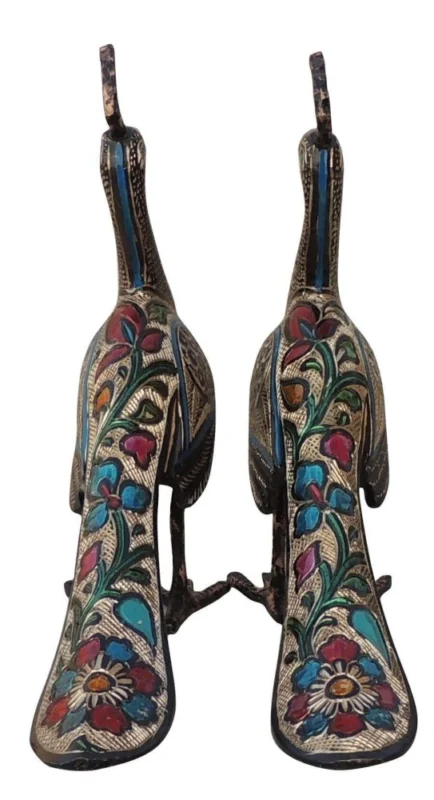 Brass Peacock Showpiece Pair, 9.2 inch, design AN250-B