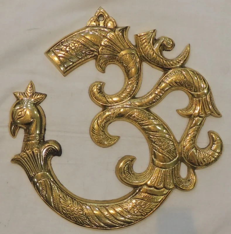 Brass Wall Hanging Om, 10 inch