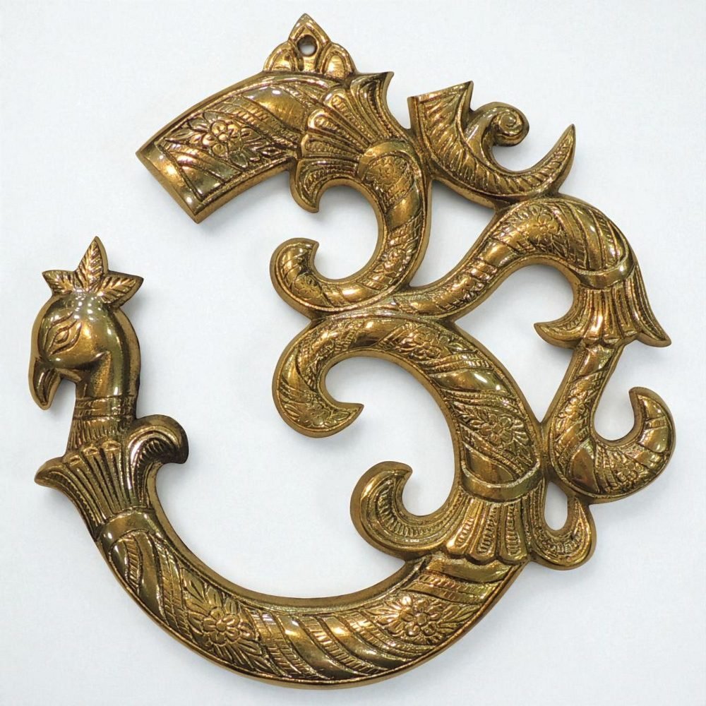 Brass Wall Hanging Om, 10 inch, brass, Vedikcraft Moradabad