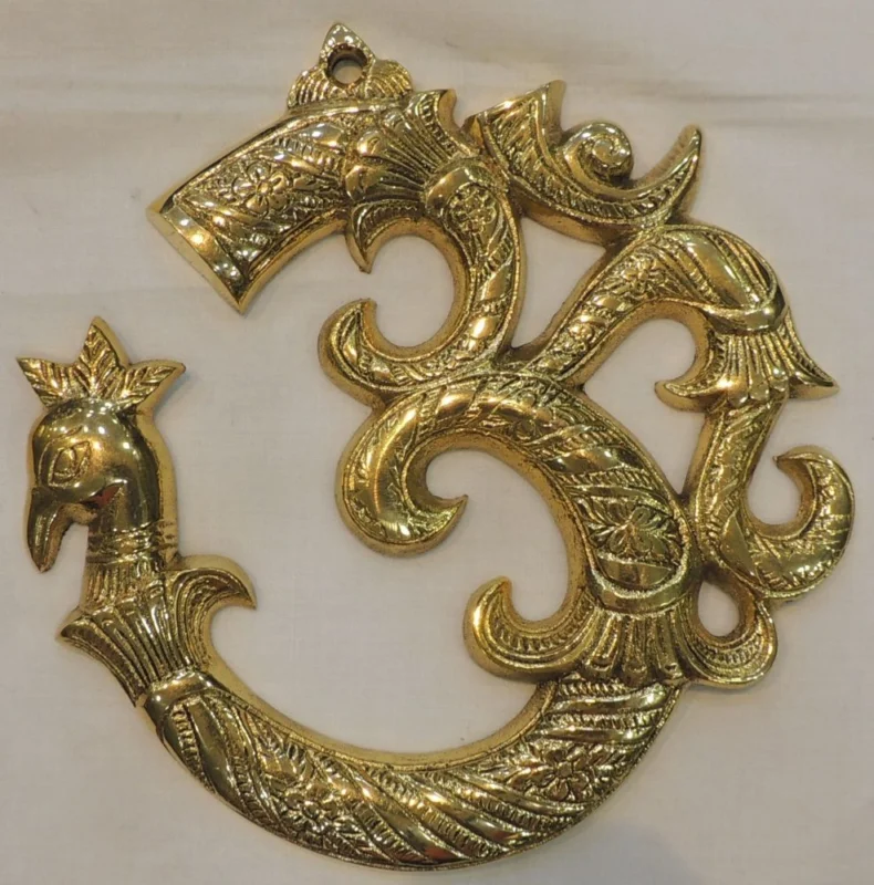 Brass Wall Hanging Om, 6 inch