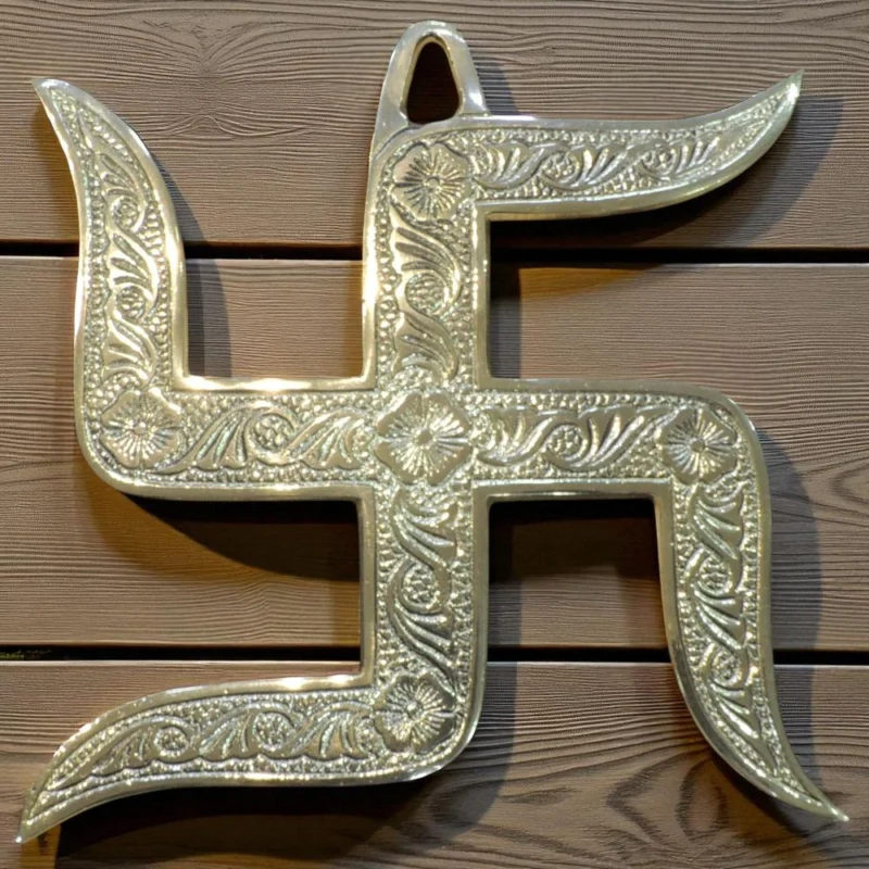 Brass Wall Hanging Decorative (Swastic), 8 inch