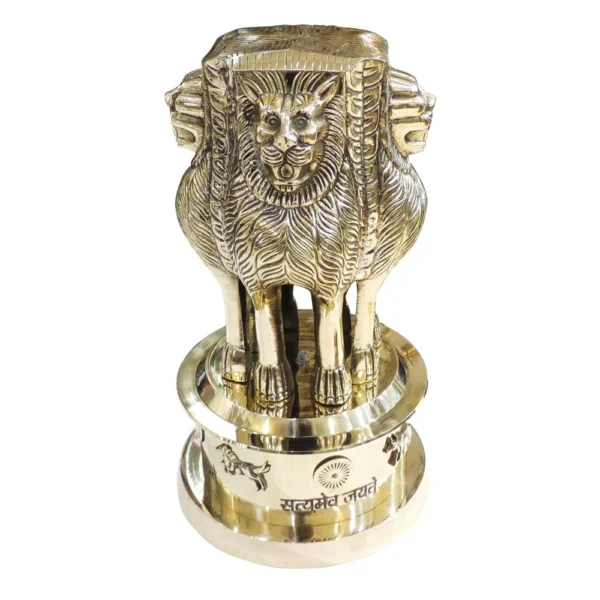 Ashoka Pillar (Ashok Stambh) Statue in Brass (Lath), 14 inch, 5.9 kg, brass, Vedikcraft Moradabad