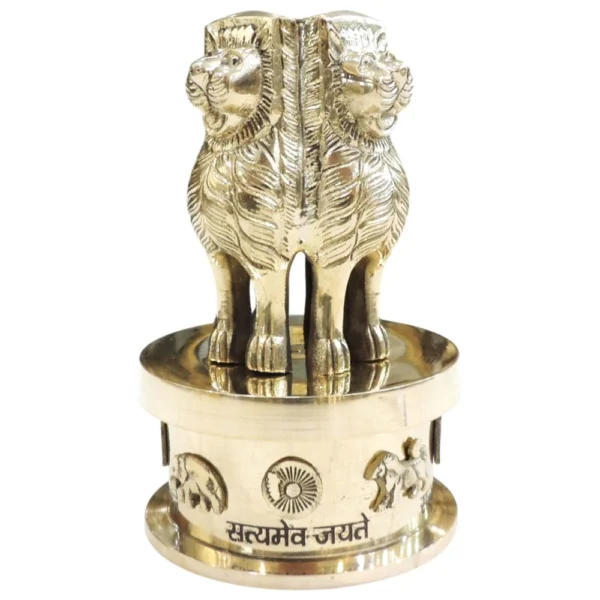 Ashoka Pillar (Ashok Stambh) Statue in Brass (Lath), 6.5 inch, 2.44 kg, brass, Vedikcraft Moradabad