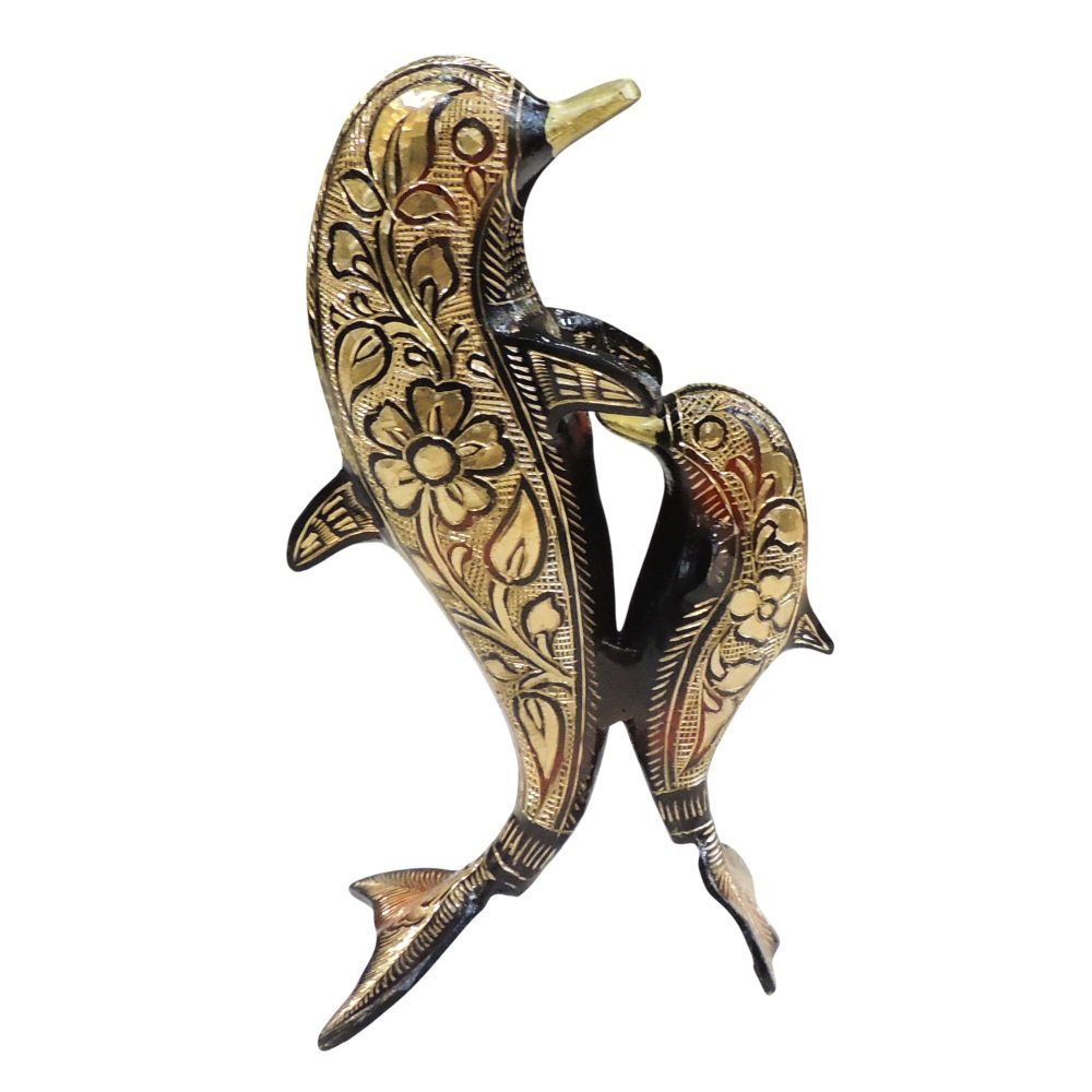 Brass Fish Showpiece (Dolphin), 10.5 inch, brass, Vedikcraft Moradabad