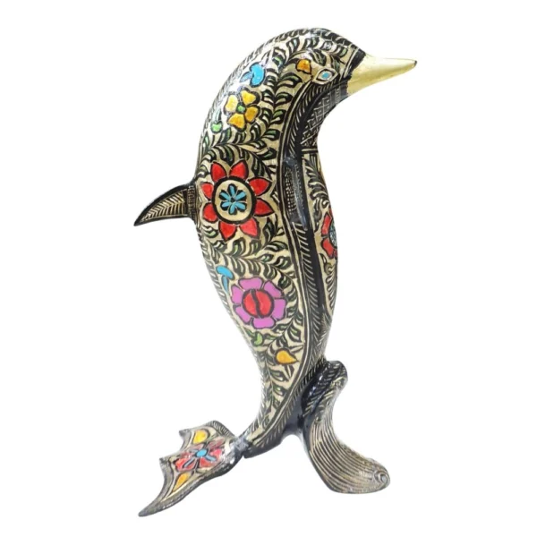 Brass Fish Showpiece (Dolphin), 17.5 inch, brass, Vedikcraft Moradabad