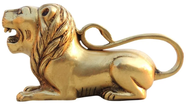 Brass Lion Showpiece, 3.5 inch, 940 g, brass, Vedikcraft Moradabad