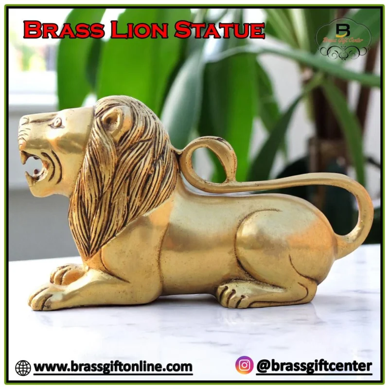 Brass Lion Showpiece, 4.5 inch – for Table Décor