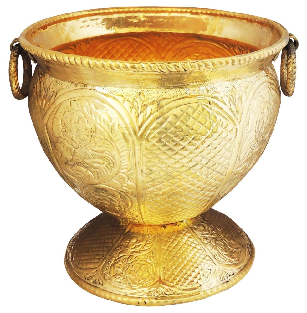 Brass Planter for Home and Garden, 14.5 inch, brass, Vedikcraft Moradabad