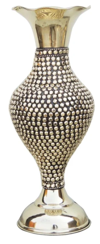 Brass Flower Pot for Home and Garden (Beads), 13 inch