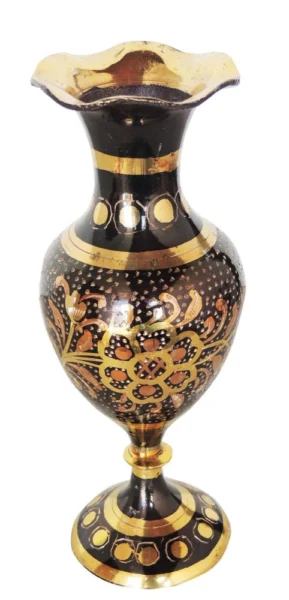 Brass Flower Pot for Home and Garden, 7.5 inch, design F562-B, brass, Vedikcraft Moradabad
