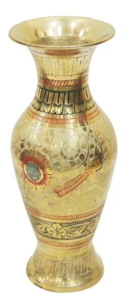 Brass Flower Pot for Home and Garden, 7.5 inch, design F148-E, brass, Vedikcraft Moradabad