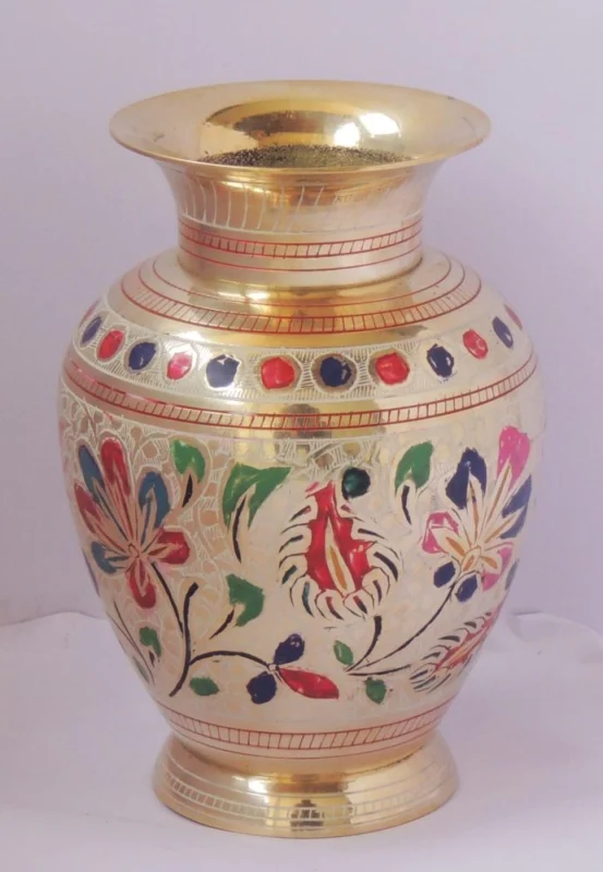 Brass Flower Pot for Home and Garden, 7.4 inch, design F661-G