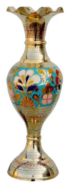 Brass Flower Pot for Home and Garden, 14 inch, design F384-B, brass, Vedikcraft Moradabad