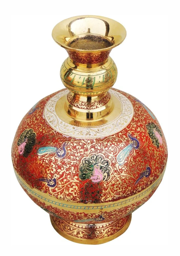 Brass Flower Pot for Home and Garden, 9 inch, brass, Vedikcraft Moradabad