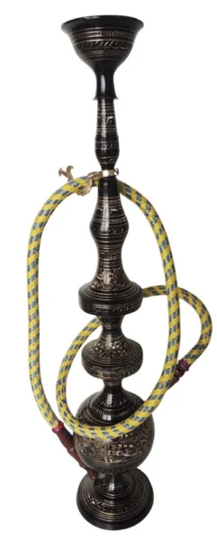 Brass Hookah In Black Design, 24.4 inch, brass, Vedikcraft Moradabad