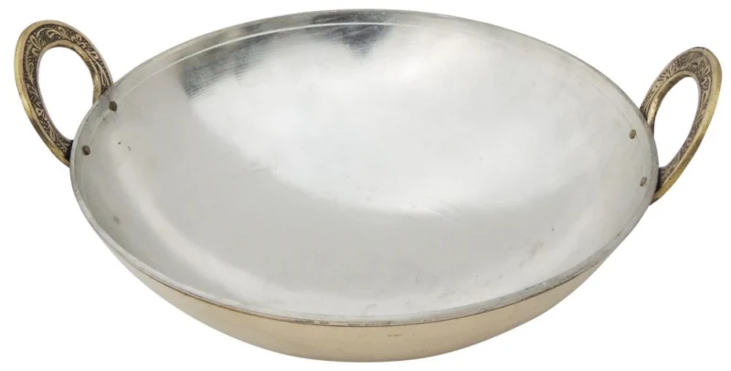 Brass Kadhai with Kalai (Tin Coated), 3 Litre (Work), 5.5 inch