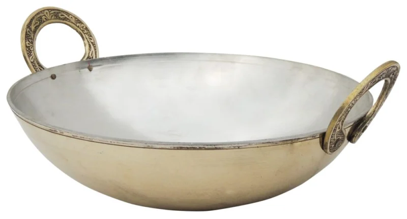 Brass Kadhai with Kalai (Tin Coated), 3 Litre (Work), 5.5 inch