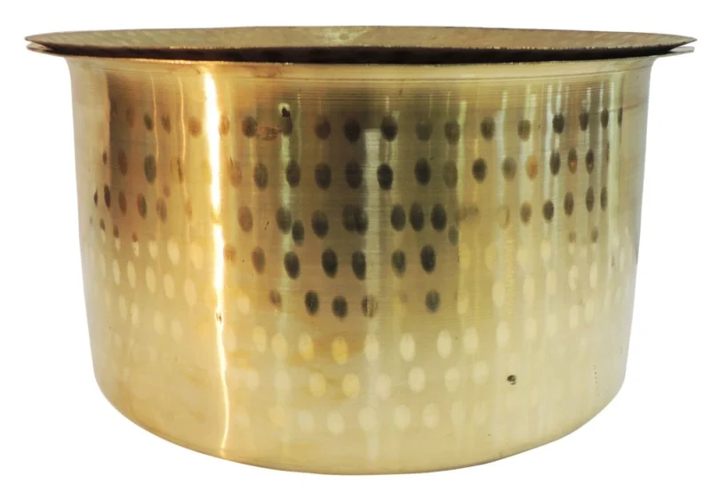 Brass Tope with Lid (Bhagona), 7.2 inch, 2.6 kg