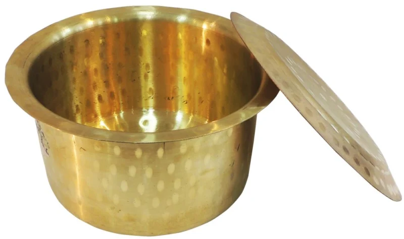 Brass Tope with Lid (Bhagona), 5 inch, 1.36 kg