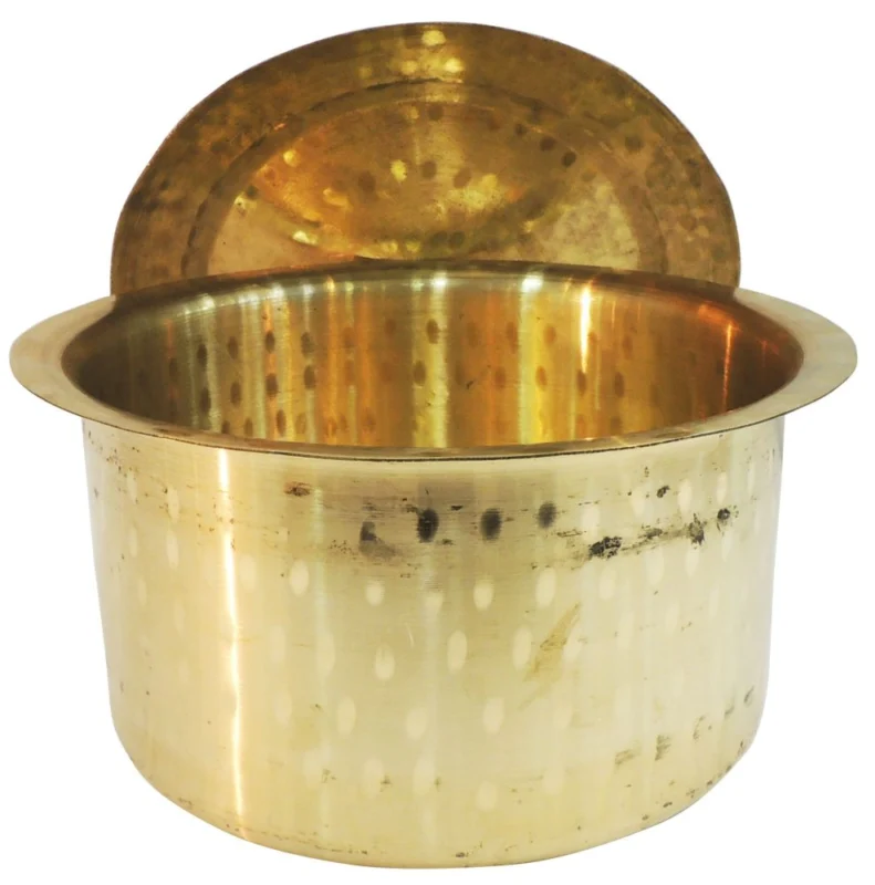 Brass Tope with Lid (Bhagona), 6 inch, design Z637-F
