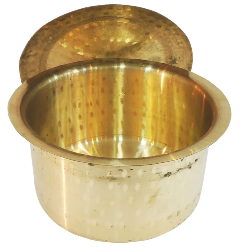 Brass Tope with Lid (Bhagona), 5.5 inch