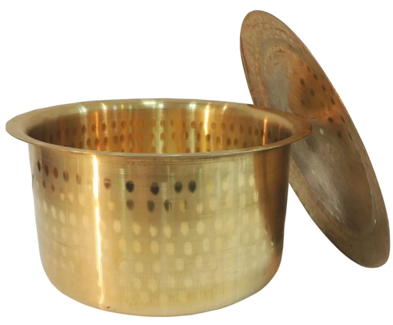 Brass Tope with Lid (Bhagona), 6.7 inch, 2.08 kg