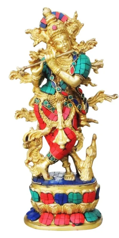Krishna Ji with Flute Idol in Brass, 12 inch, 3.37 kg
