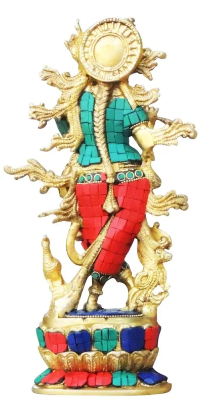 Krishna Ji with Flute Idol in Brass, 12 inch, 3.37 kg