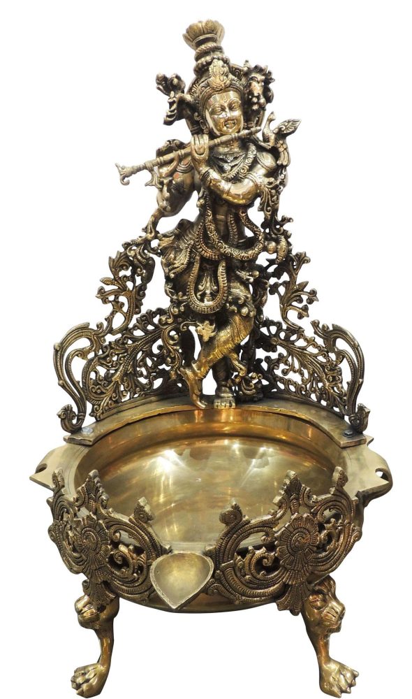 Brass Urli Bowl for Floating Flowers (Krishna Event), brass, Vedikcraft Moradabad