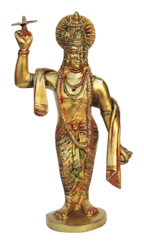 Krishna Ji with Flute Idol in Brass (Chakra), 11.1 inch