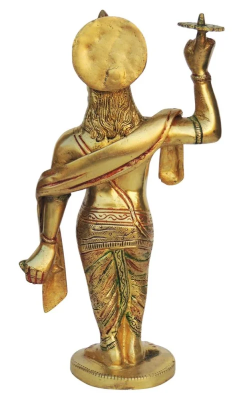 Krishna Ji with Flute Idol in Brass (Chakra), 11.1 inch