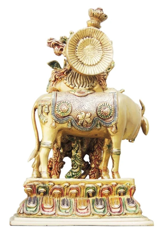 Krishna Ji with Flute Idol in Brass (Big), 14.5 inch