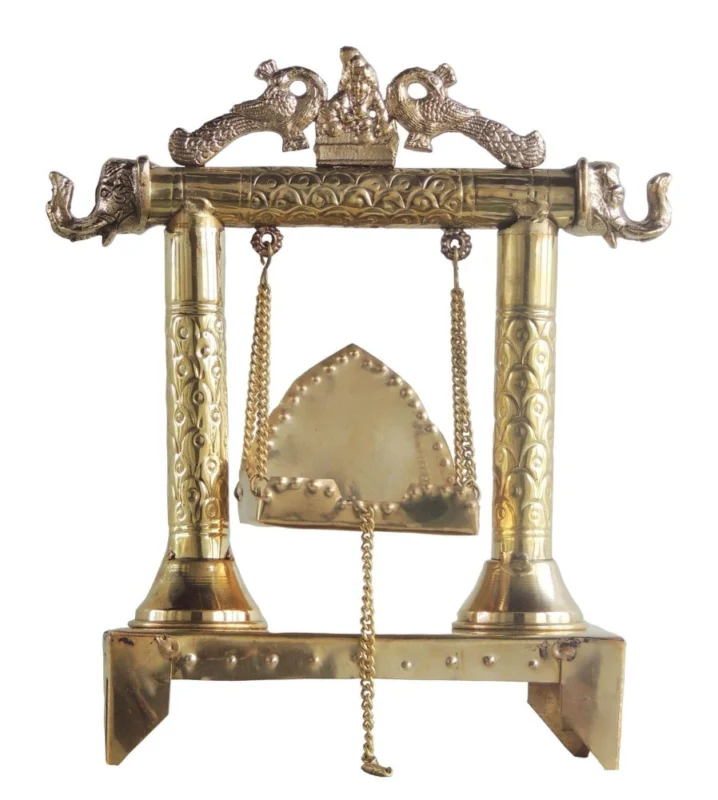 Laddu Gopal Jhula Idol in Brass, on Jhula, 12.6 inch – for Pooja Room