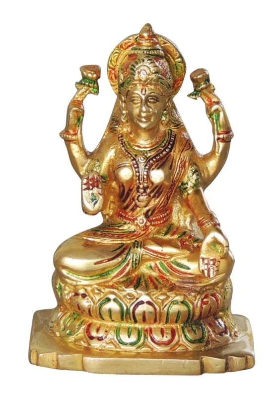 Lakshmi Ji Idol in Brass (Laxmi), 5.5 inch, design BS1065-L