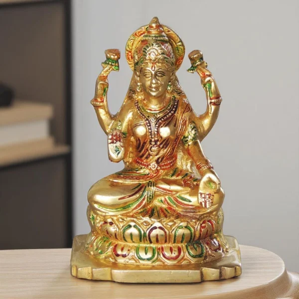 Lakshmi Ji Idol in Brass (Laxmi), 5.5 inch, brass, Vedikcraft Moradabad