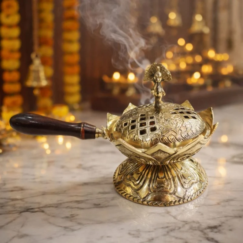 Brass Loban Dan for Pooja, 5 inch, 420 g