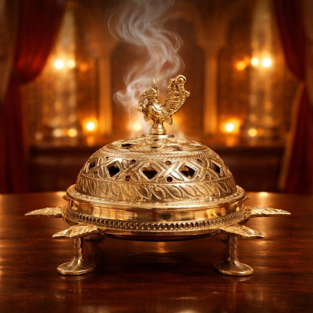 Brass Loban Dan for Pooja, 4.5 inch, brass, Vedikcraft Moradabad