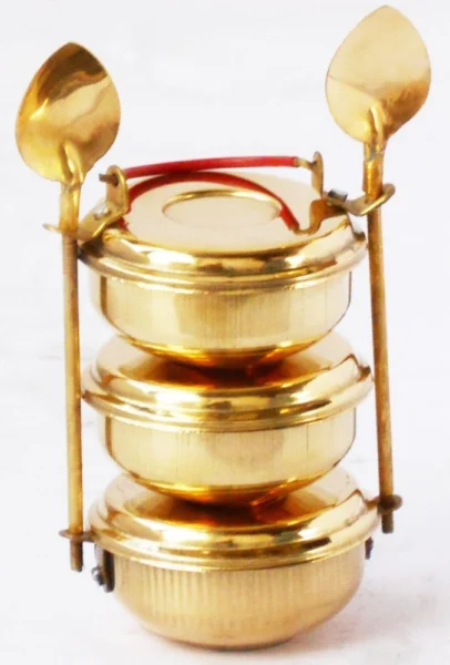 Brass Miniature Lunch Box Small, 5.5 inch, brass, Vedikcraft Moradabad