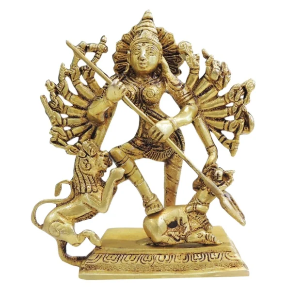 Mahishasura Mardini Idol in Brass (Mahishasur Durga), 6.2 inch, brass, Vedikcraft Moradabad