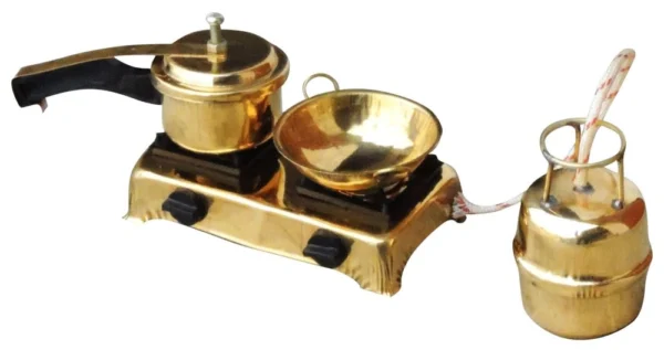 Brass Miniature Mini Kitchen Set, 2.2 inch, brass, Vedikcraft Moradabad