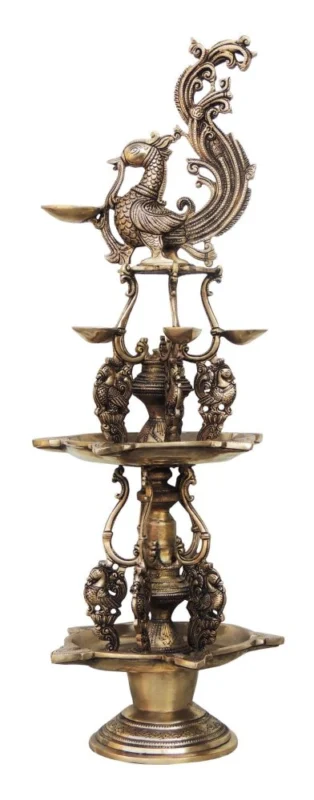 Brass Cock Oil Lamp (Deepak) (Murga), 27.8 inch