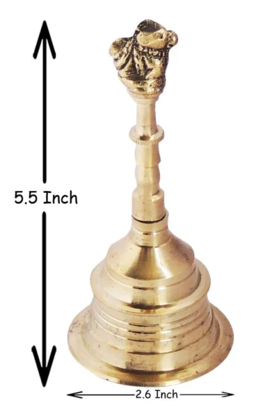 Brass Nandi Bell (Ghanti), 5.5 inch, brass, Vedikcraft Moradabad