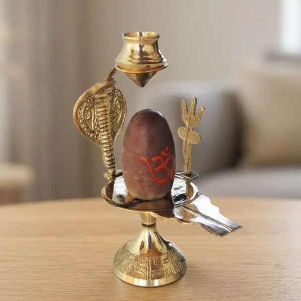 Shivling Idol in Brass (Nav Shiv Ling), 5.3 inch, brass, Vedikcraft Moradabad