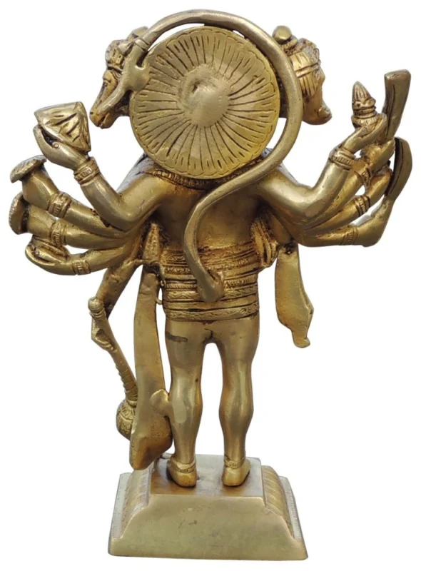 Hanuman Ji Idol in Brass (Panchmukhi), 10 inch
