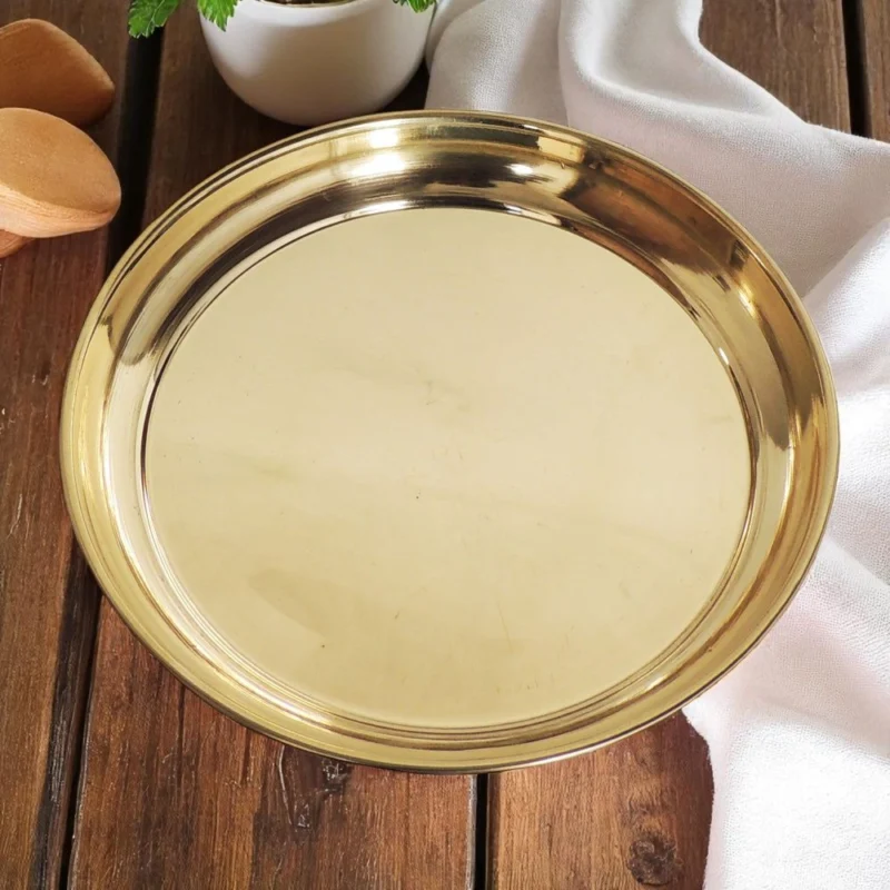 Brass Pooja Thali (Plain), 7.2 inch (No. 7)