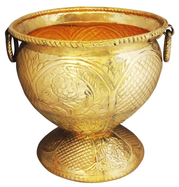 Brass Planter for Home and Garden (Gamala Chatai Diameter), 13 inch, brass, Vedikcraft Moradabad