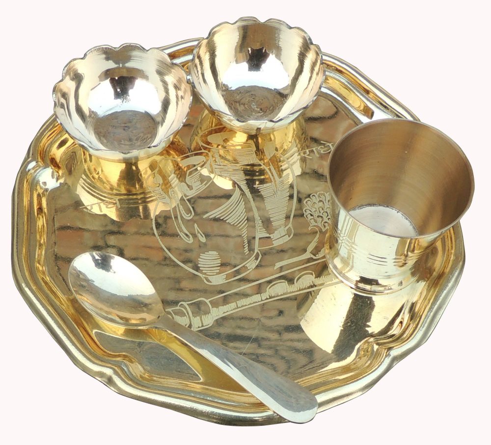 Brass Pooja Thali, 6 inch, brass, Vedikcraft Moradabad